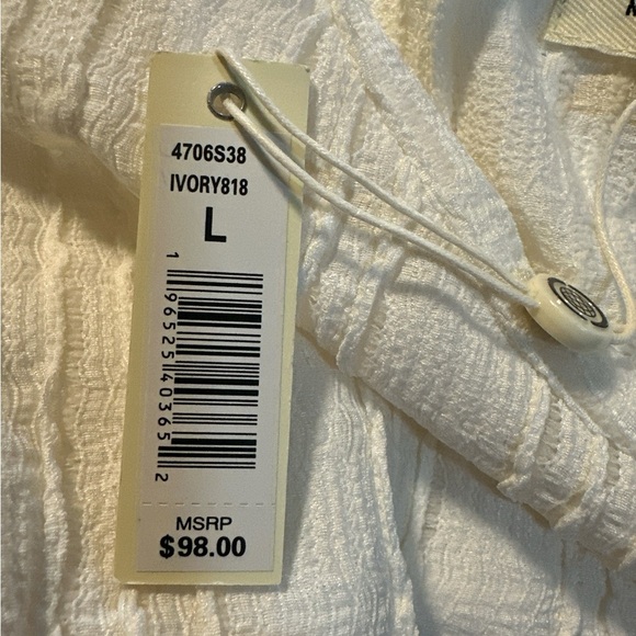 Max Studio Ivory Textured Long Sleeve Top - Picture 3 of 7